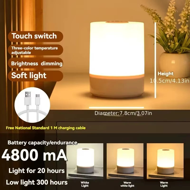 Led Night Lights Bedside Dimmable Charging Desktop Night Lamps Bedroom Bedside Lighting Decoration Touch Reading Led Table Lamps