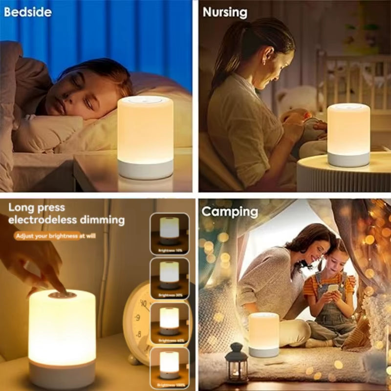 Led Night Lights Bedside Dimmable Charging Desktop Night Lamps Bedroom Bedside Lighting Decoration Touch Reading Led Table Lamps